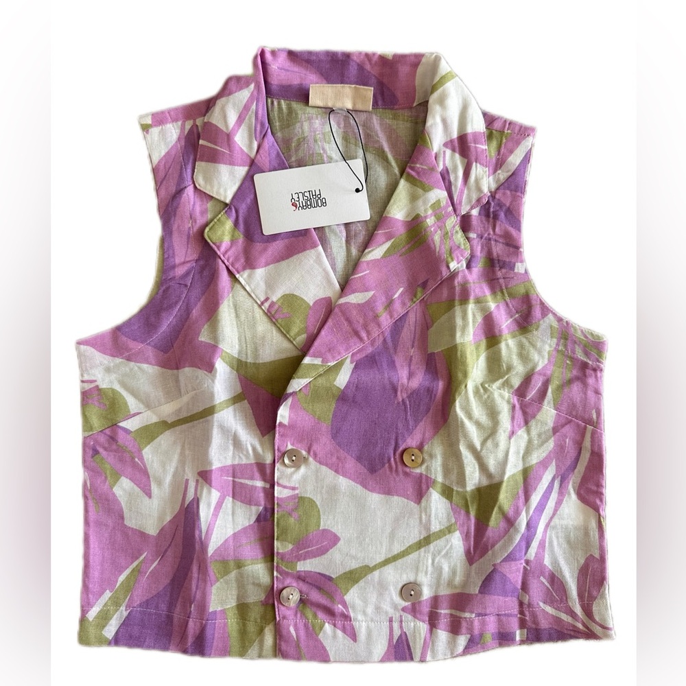 Matching Set - Vest & Pant - Floral Sleeveless Vest & Pant in Purple and green